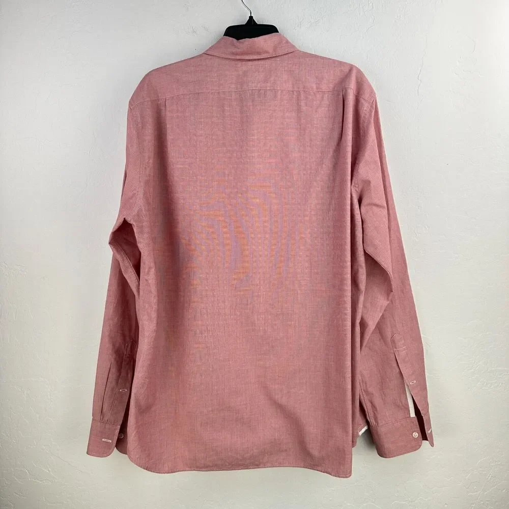 J.Crew Shirt Men XL Red 100% Cotton Slim Fit Button Up Long Sleeve Formal Office